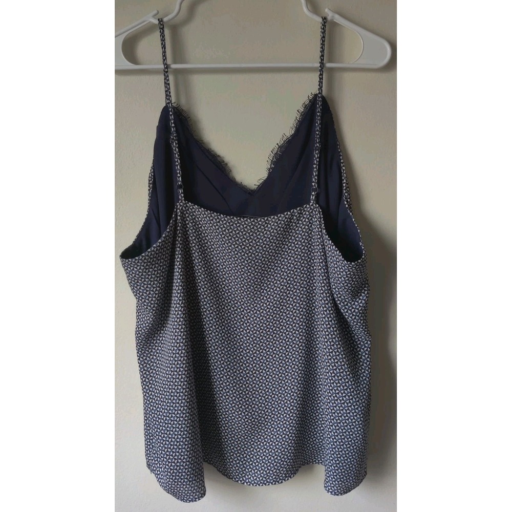 Ophelia Roe Women's Plus Cami Blue/White Geometric Print Adjustable Strap Sz 1X - Picture 2 of 5